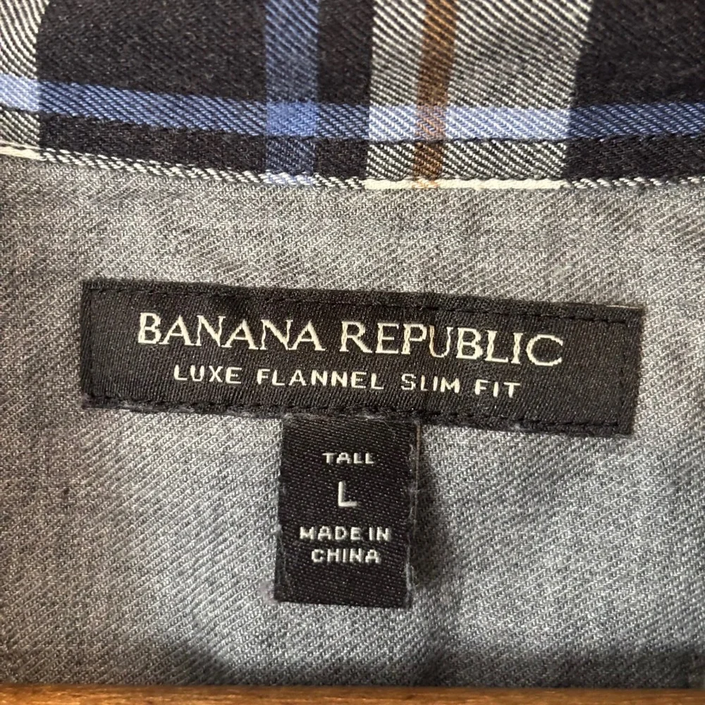 Banana Republic Men's Large Tall Button Down Shirt Plaid Luxe‎ Flannel Slim Fit